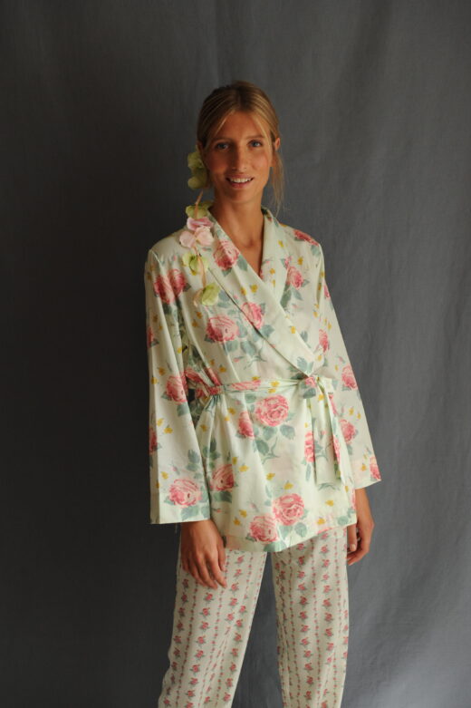 Pyjama long col rond fabrication française- Femme